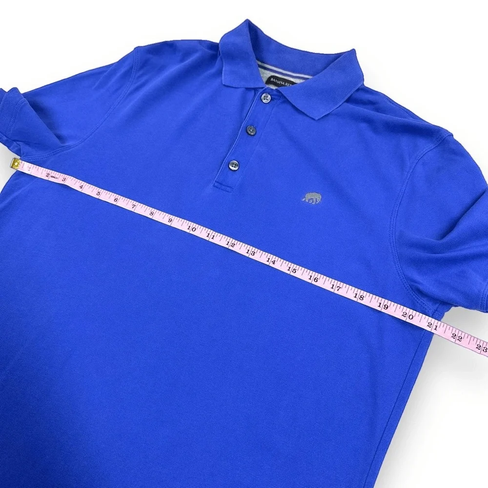 Banana Republic Polo Shirt Mens Medium‎ M Blue Cotton Short Sleeve